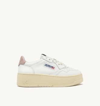 MEDALIST PLATFORM-SNEAKER AUS WEISSEM UND PUDERROSA LEDER