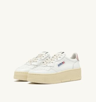 MEDALIST PLATFORM-SNEAKER AUS WEISSEM UND PUDERROSA LEDER