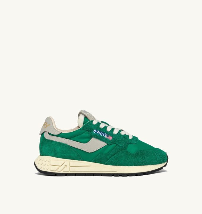REELWIND LOW SNEAKER AUS GRÜNEM NYLON UND WILDLEDER