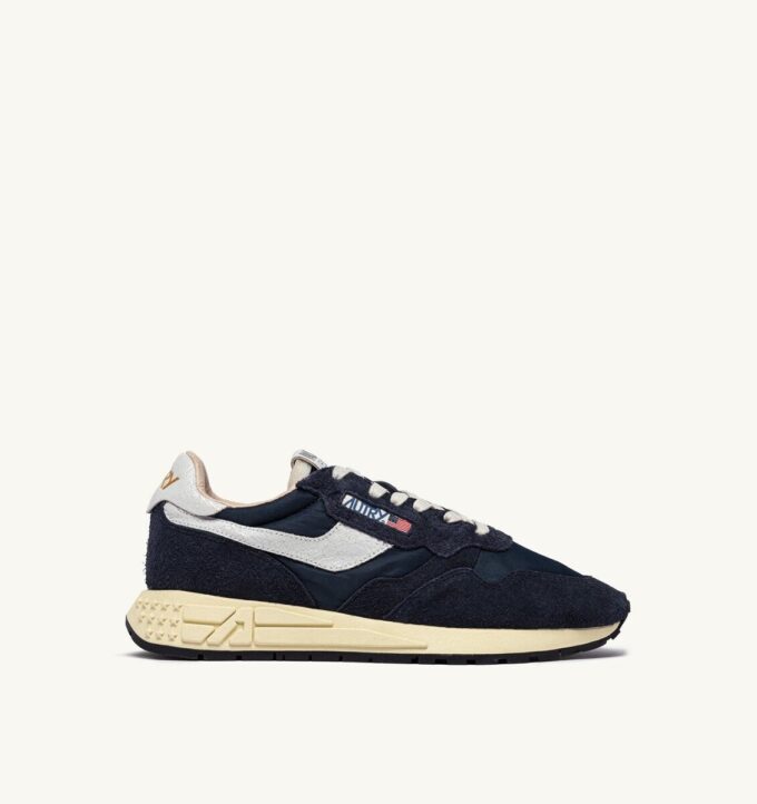 REELWIND LOW SNEAKER AUS NYLON UND WILDLEDER, BLAU UND WEISS