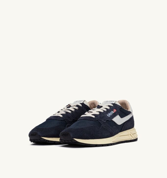 REELWIND LOW SNEAKER AUS NYLON UND WILDLEDER, BLAU UND WEISS