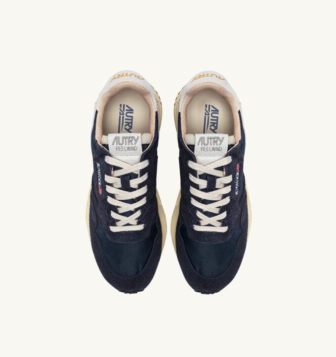 REELWIND LOW SNEAKER AUS NYLON UND WILDLEDER, BLAU UND WEISS