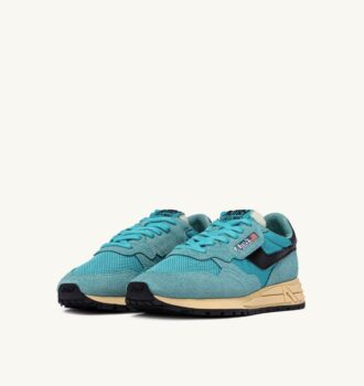 REELWIND LOW SNEAKER AUS NYLON-WILDLEDER UND LEDER, FARBE CAPRI UND SCHWARZ