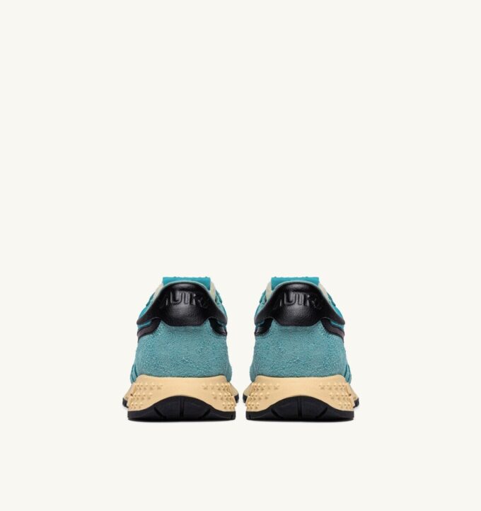 REELWIND LOW SNEAKER AUS NYLON-WILDLEDER UND LEDER, FARBE CAPRI UND SCHWARZ