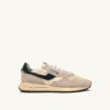 REELWIND LOW SNEAKER AUS NYLON-WILDLEDER UND LEDER IN DEN FARBEN ECRU UND MOUNTAIN
