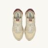 REELWIND LOW SNEAKER AUS NYLON-WILDLEDER UND LEDER IN DEN FARBEN ECRU UND RUBY WINE