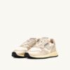 REELWIND LOW SNEAKER AUS WEISSEM NYLON UND GOLDTONEM METALISIERTEM LEDER