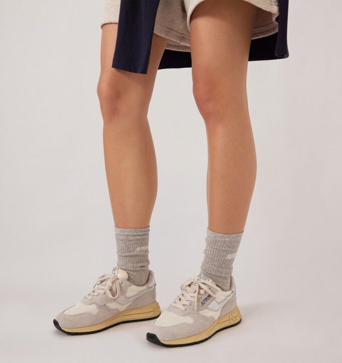 REELWIND LOW SNEAKER AUS WEISSEM UND SILBERNEN WILDLEDER UND NYLON