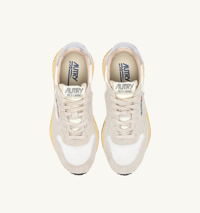 REELWIND LOW SNEAKER AUS WEISSEM UND SILBERNEN WILDLEDER UND NYLON