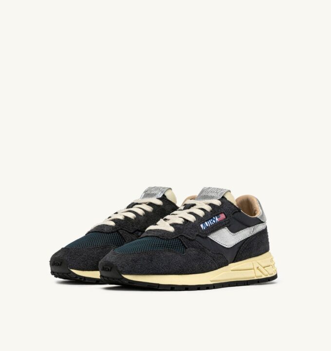 REELWIND LOW SNEAKER IN CARBON- UND SILBERTON-NYLON-WILDLEDER UND LEDER