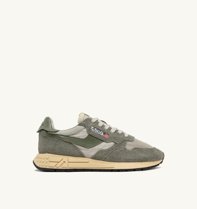 REELWIND LOW SNEAKER IN HUNTER UND PELICAN NYLON-WILDLEDER UND LEDER