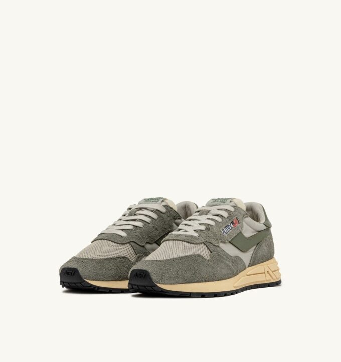 REELWIND LOW SNEAKER IN HUNTER UND PELICAN NYLON-WILDLEDER UND LEDER