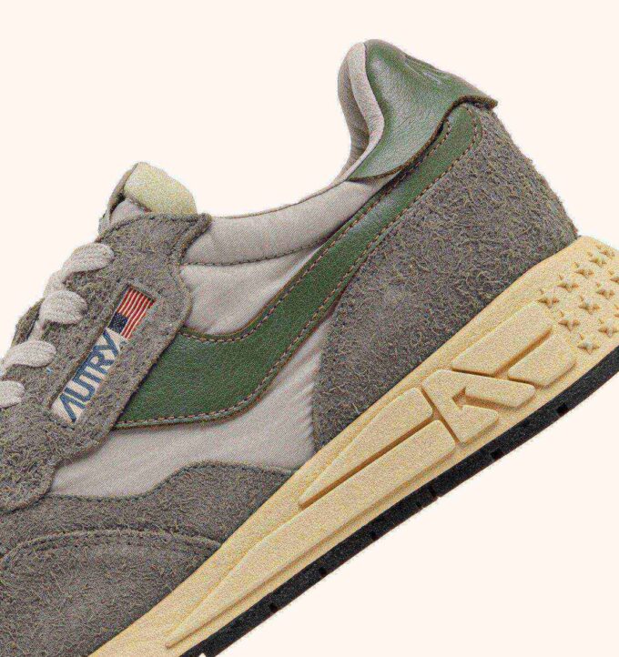 REELWIND LOW SNEAKER IN HUNTER UND PELICAN NYLON-WILDLEDER UND LEDER