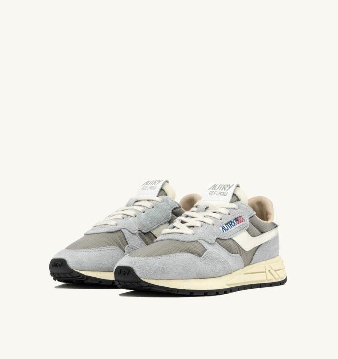 REELWIND LOW SNEAKER IN IRIS GRAU UND MARSHMALLOW NYLON UND WILDLEDER