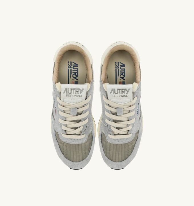 REELWIND LOW SNEAKER IN IRIS GRAU UND MARSHMALLOW NYLON UND WILDLEDER