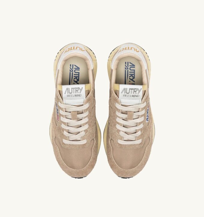 REELWIND LOW SNEAKER IN PEPPER- UND WEISSEM WILDLEDER UND NYLON