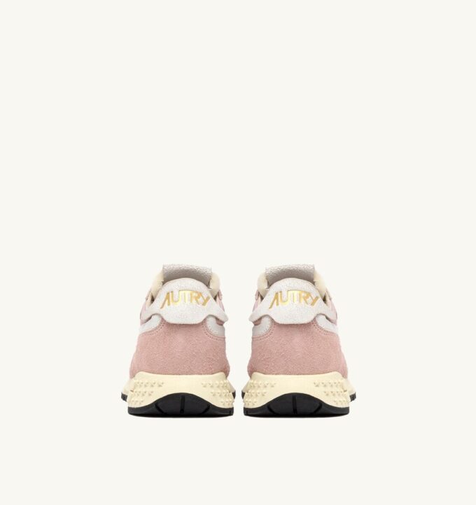 REELWIND LOW SNEAKER IN WEISS UND PUDERROSA AUS NYLON UND WILDLEDER