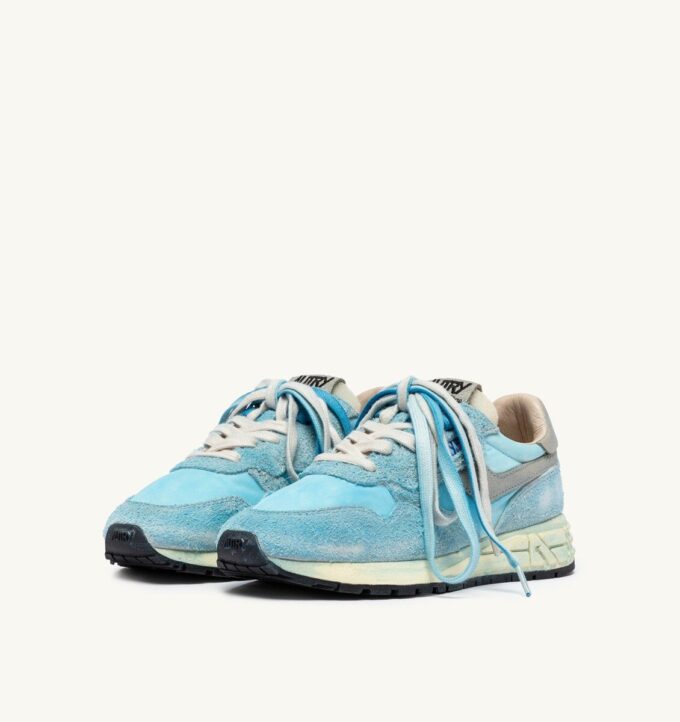 REELWIND SNEAKER SUPER VINTAGE AUS NYLON UND WILDLEDER, FARBE AZUL