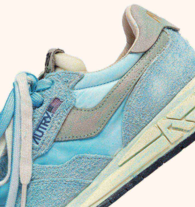 REELWIND SNEAKER SUPER VINTAGE AUS NYLON UND WILDLEDER, FARBE AZUL