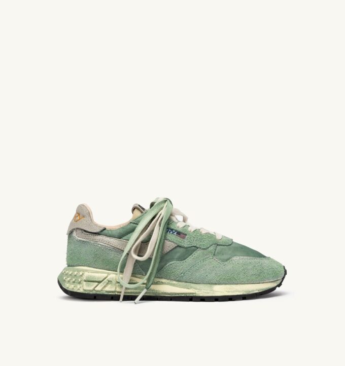 REELWIND SNEAKER SUPER VINTAGE AUS NYLON UND WILDLEDER, FARBE HUNTER GREEN