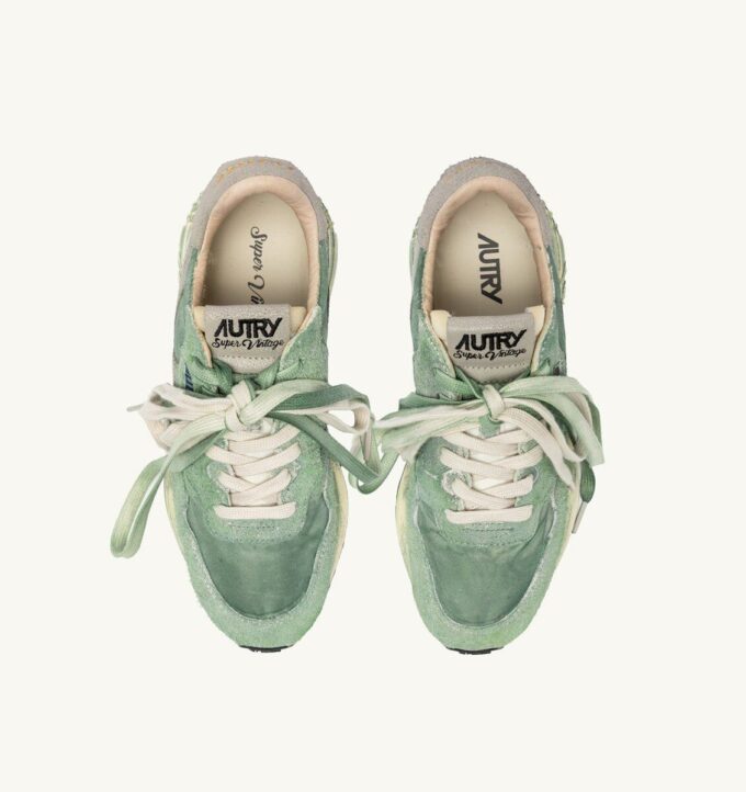 REELWIND SNEAKER SUPER VINTAGE AUS NYLON UND WILDLEDER, FARBE HUNTER GREEN