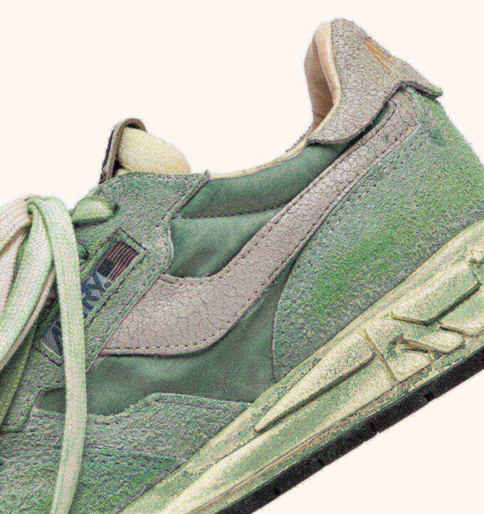 REELWIND SNEAKER SUPER VINTAGE AUS NYLON UND WILDLEDER, FARBE HUNTER GREEN