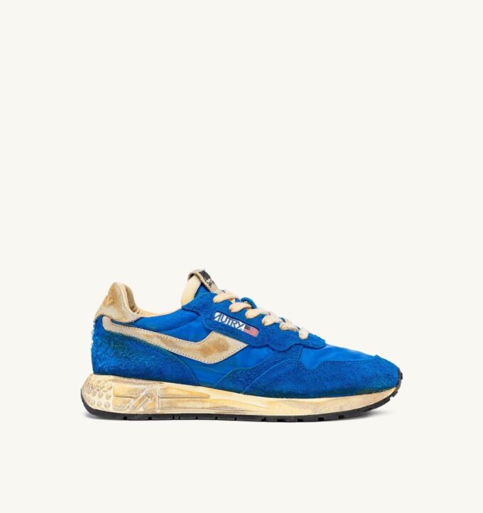 REELWIND SUPER VINTAGE SNEAKER AUS BLAUEM NYLON UND WILDLEDER