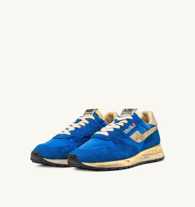 REELWIND SUPER VINTAGE SNEAKER AUS BLAUEM NYLON UND WILDLEDER