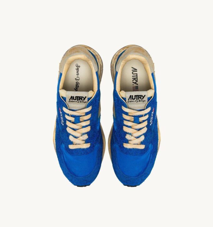 REELWIND SUPER VINTAGE SNEAKER AUS BLAUEM NYLON UND WILDLEDER