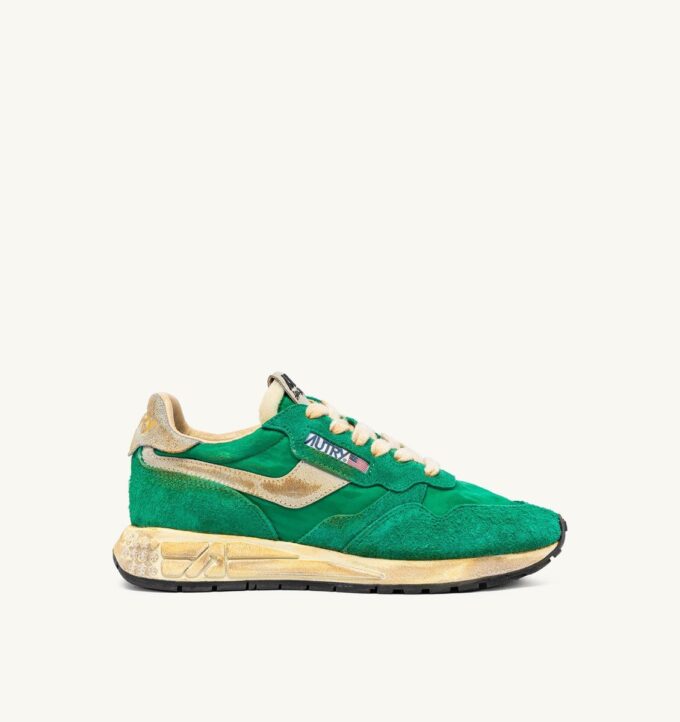 REELWIND SUPER VINTAGE SNEAKER AUS GRÜNEM NYLON UND WILDLEDER