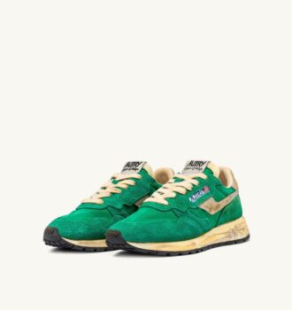 REELWIND SUPER VINTAGE SNEAKER AUS GRÜNEM NYLON UND WILDLEDER