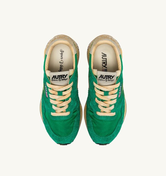 REELWIND SUPER VINTAGE SNEAKER AUS GRÜNEM NYLON UND WILDLEDER