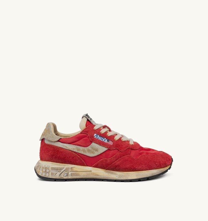REELWIND SUPER VINTAGE SNEAKER AUS ROTEM NYLON UND WILDLEDER