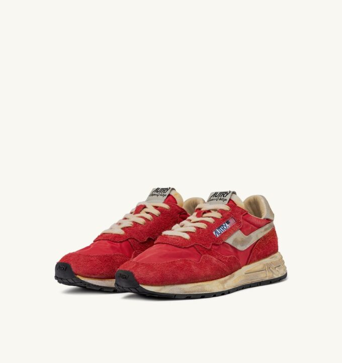 REELWIND SUPER VINTAGE SNEAKER AUS ROTEM NYLON UND WILDLEDER