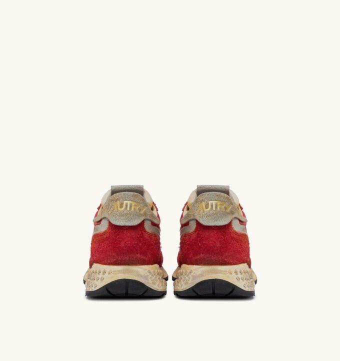 REELWIND SUPER VINTAGE SNEAKER AUS ROTEM NYLON UND WILDLEDER