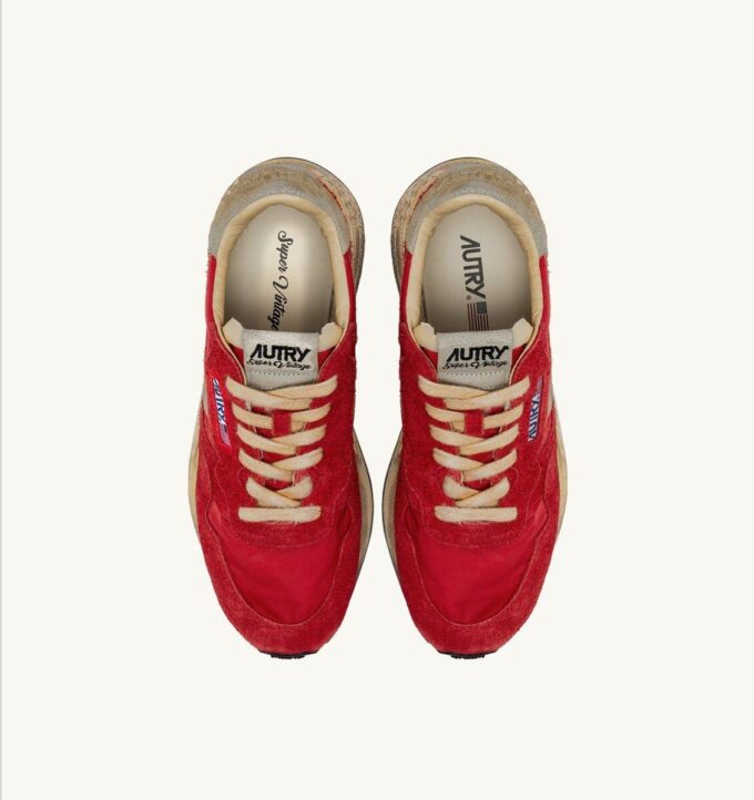 REELWIND SUPER VINTAGE SNEAKER AUS ROTEM NYLON UND WILDLEDER