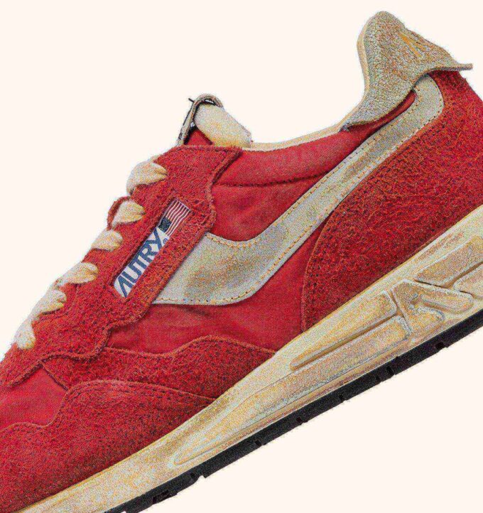 REELWIND SUPER VINTAGE SNEAKER AUS ROTEM NYLON UND WILDLEDER