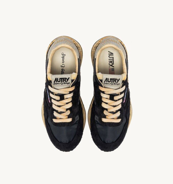 REELWIND SUPER VINTAGE SNEAKER AUS SCHWARZEM NYLON UND WILDLEDER