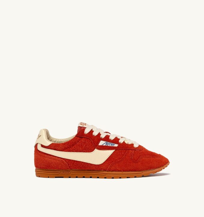 Sneaker Windspin in Wildleder und Leder, Farbe Papagei und Rübe