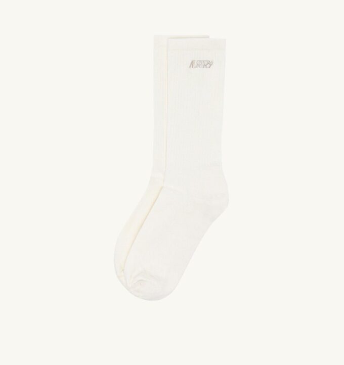Socken aus Baumwollfrottee mit Lurex-Logo