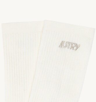 Socken aus Baumwollfrottee mit Lurex-Logo