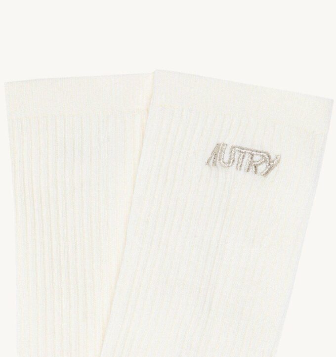 Socken aus Baumwollfrottee mit Lurex-Logo