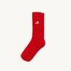 Unisex-Baumwollstricksocken mit gesticktem Logo, Farbe Rot