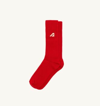 Unisex-Baumwollstricksocken mit gesticktem Logo, Farbe Rot