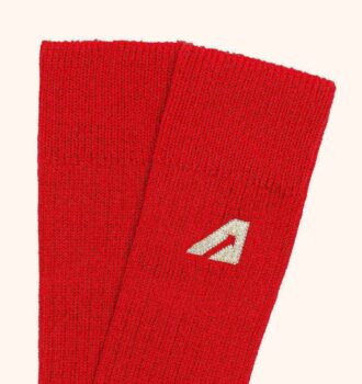 Unisex-Baumwollstricksocken mit gesticktem Logo, Farbe Rot