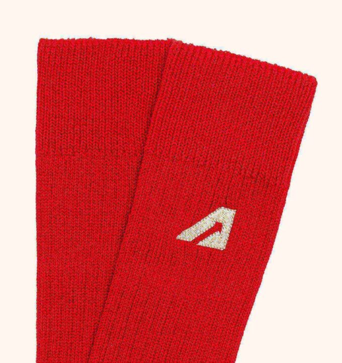 Unisex-Baumwollstricksocken mit gesticktem Logo, Farbe Rot