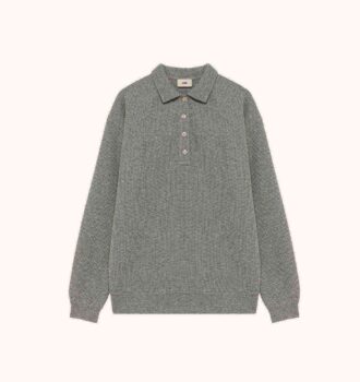 UNISEX-POLOSHIRT MIT TONALEM LOGO UND WAFFELSTRICK UND LANGÄRMELN UNISEX-POLOSHIRT MIT TONALEM LOGO UND WAFFELSTRICK UND LANGÄRMELN