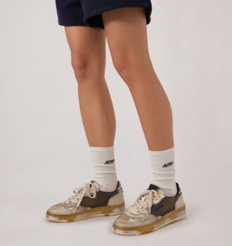 MEDALIST LOW SNEAKER SUPER VINTAGE AUS LEDER UND MESH, FARBE GRAU, WEISS UND GOLD